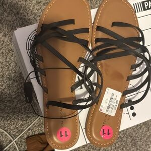 Rock & Candy Black and Tan Gladiator Sandals